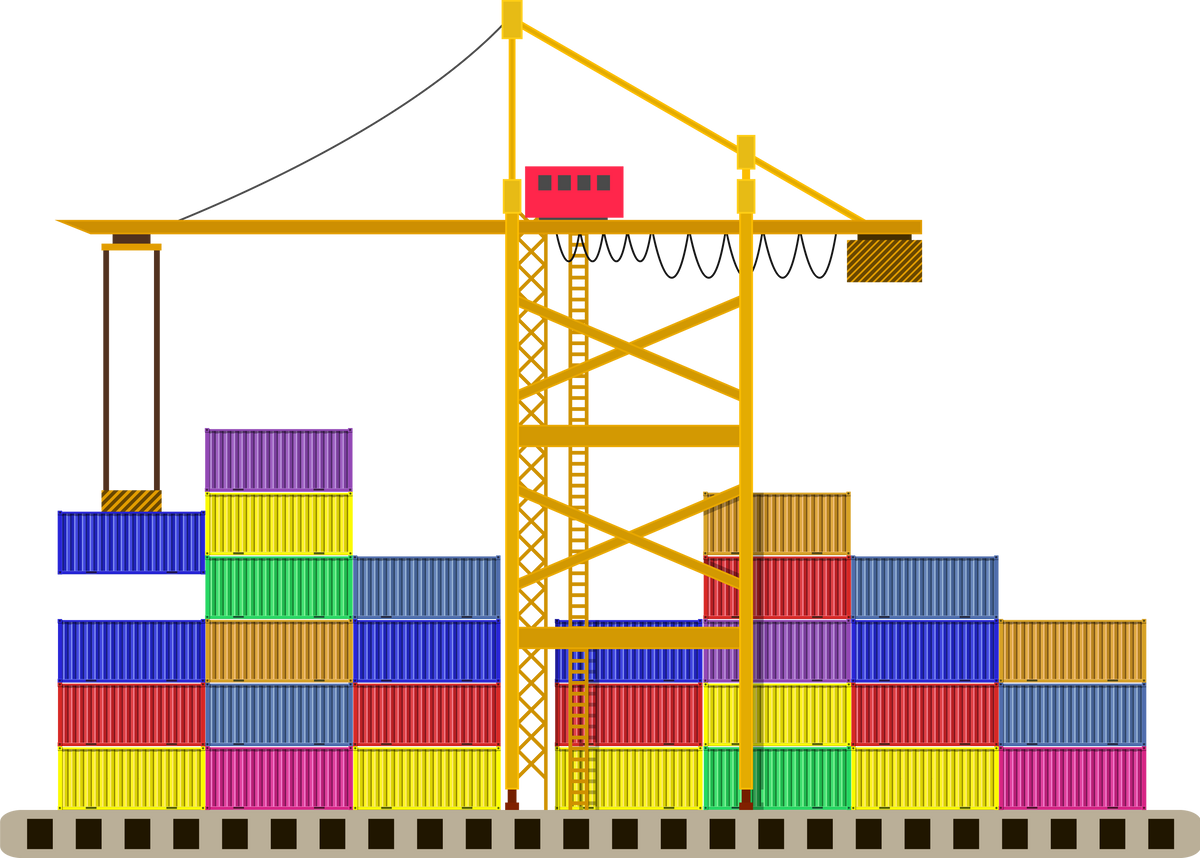 Cargo Port Container Crane and Colorful Containers